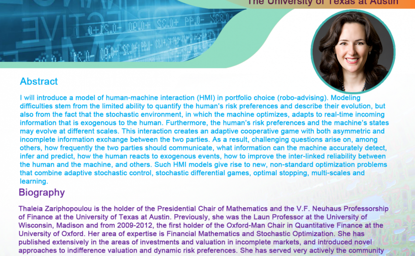 CUHK DISTINGUISHED LECTURES IN QUANTITATIVE FINANCE ON 28 MAY 2022